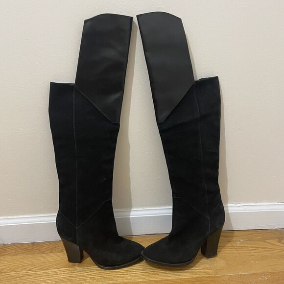 Maje Giuliana Over The Knee Boots EU size 37 Black Suede Leather US Size 6.5 - Picture 2 of 4